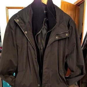 NWT Dockers coat men XL Jacket Black inside quilt Mock fleece & Quilt lining